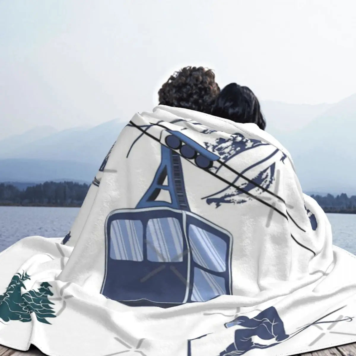 Ski Lift Resort Throw Blanket