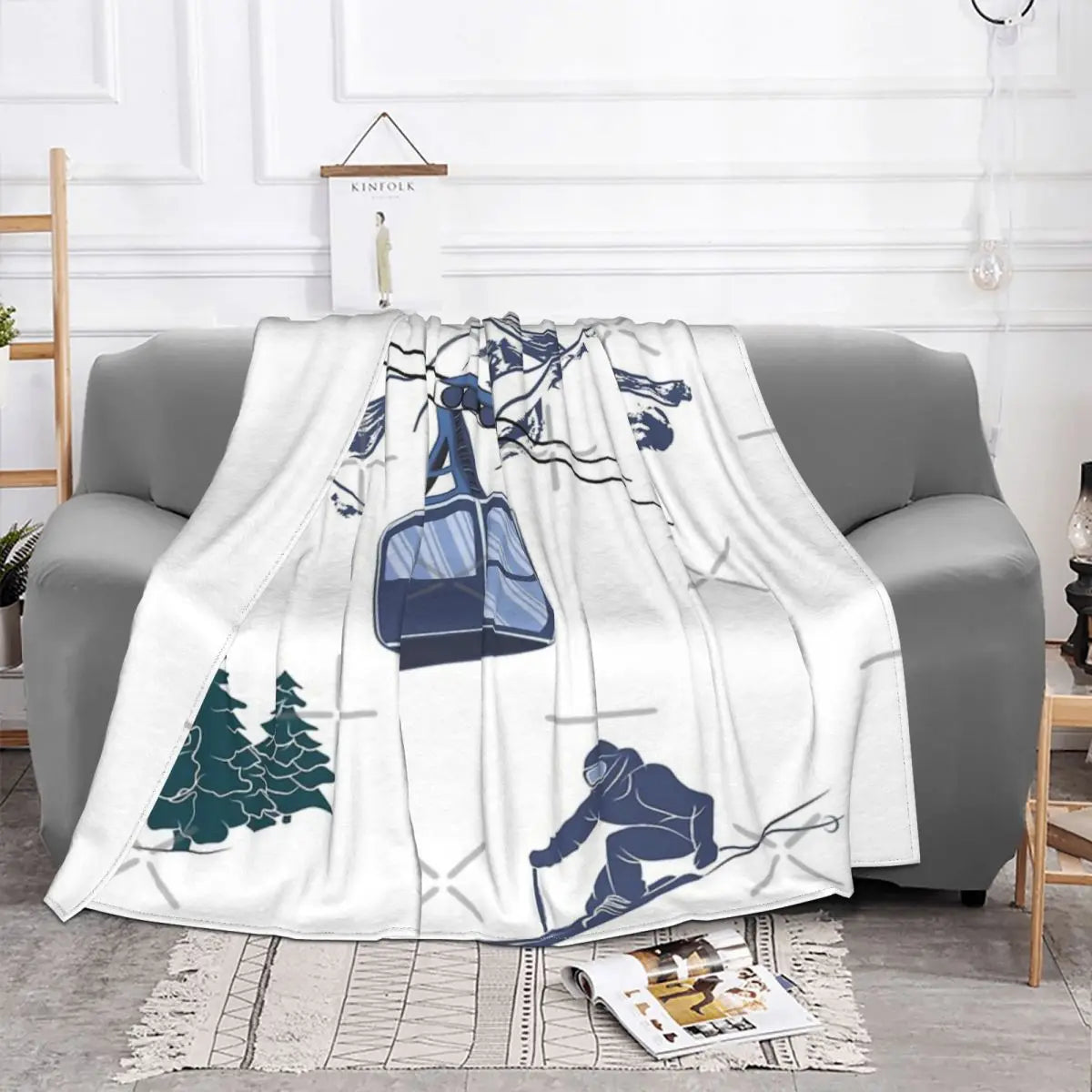 Ski Lift Resort Throw Blanket